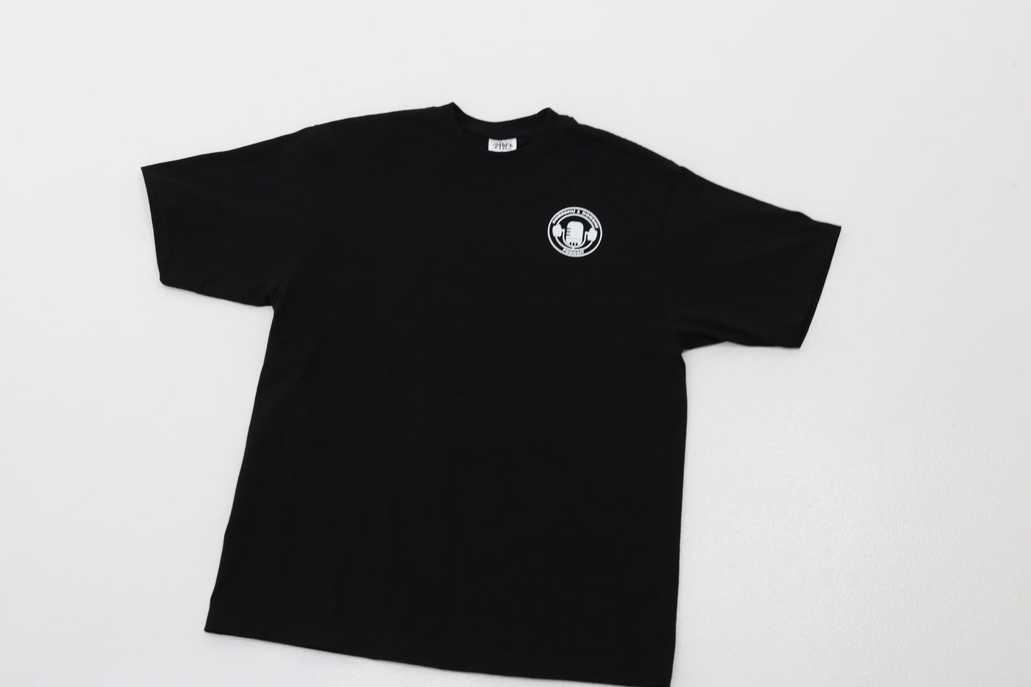 D2 Podcast "Slap My Lungs" Black Oversized T-Shirt (White Logo)