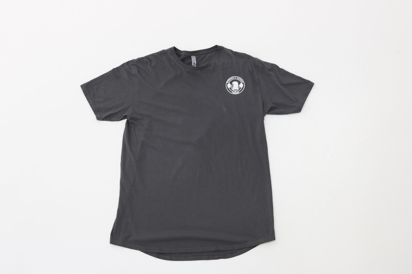 D2 Podcast Gray Fitted T-Shirt (White Logo)